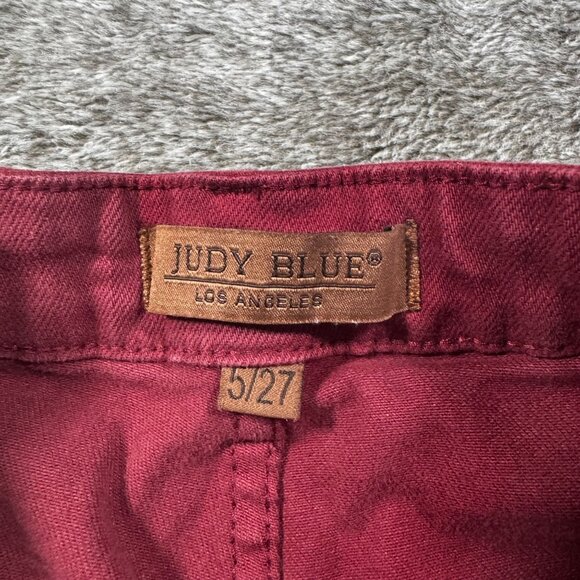 Judy Blue High-Rise Front-Seam Straight Jeans Sz 5/27 Burgandy - Picture 6 of 11